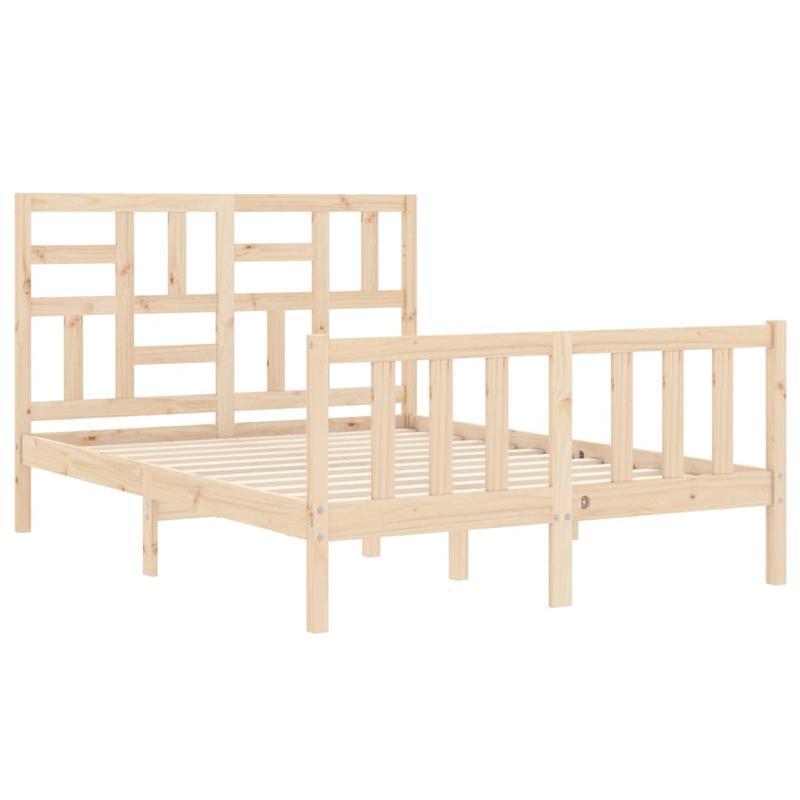 Full/Double Bed Frame with Headboard - Heavy-Duty Solid Pine Wood Construction, Easy Assembly, Modern Platform Bed Frame for Bedroom - Sturdy Furniture for Couples & Families, Contemporary Style, Natural Finish