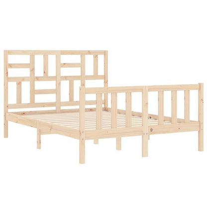 Full/Double Bed Frame with Headboard - Heavy-Duty Solid Pine Wood Construction, Easy Assembly, Modern Platform Bed Frame for Bedroom - Sturdy Furniture for Couples & Families, Contemporary Style, Natural Finish