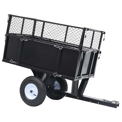 Tuinwagen – Tuinkar – Bolderkar – Transportkar – Tuintrolley – Stevig Stalen Frame – 150 kg Draagkracht – Opblaasbare All-Terrain Wielen – Grote Laadbak 130x52x87 cm – Zwart