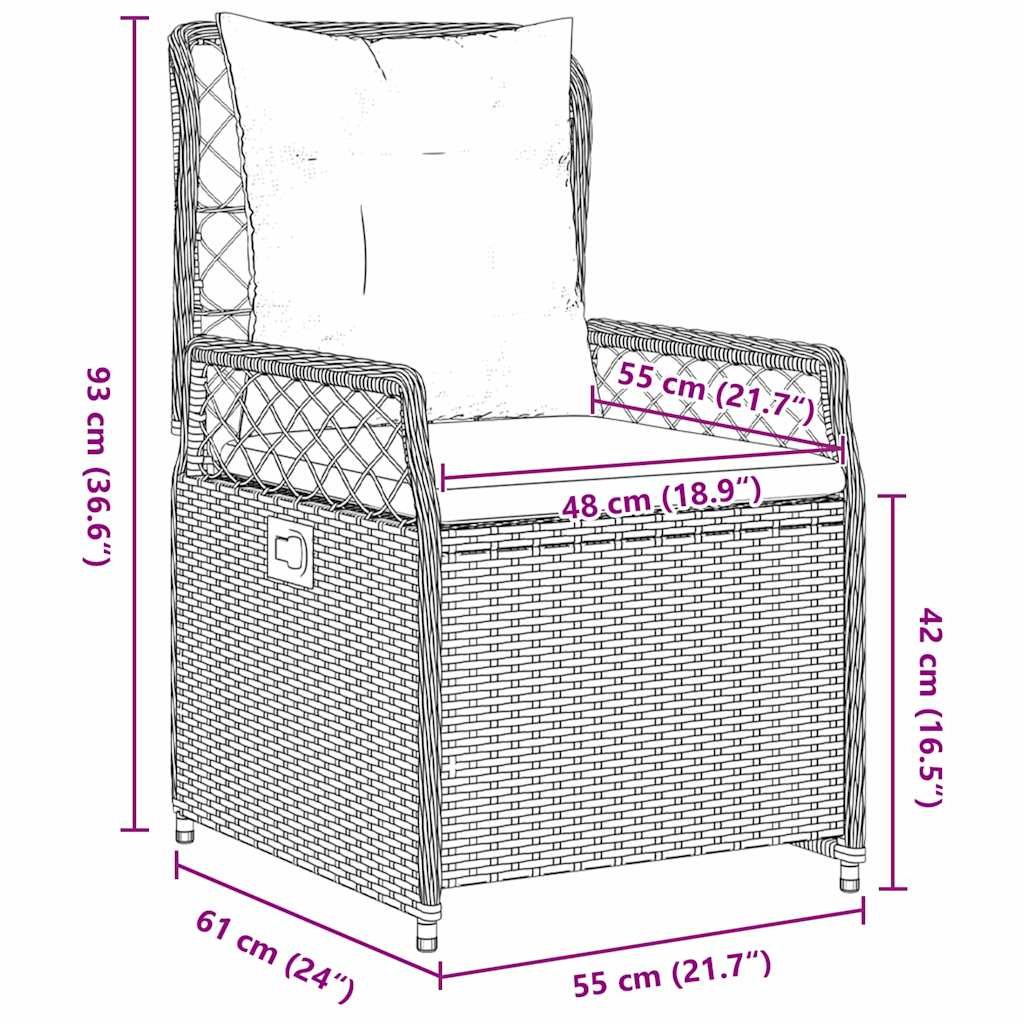 Tuinstoel – Tuinstoel – Loungestoel – Ligstoel – Balkonstoel – Verstelbare Rugleuning – Weerbestendig Polyriet – 160 cm Lang