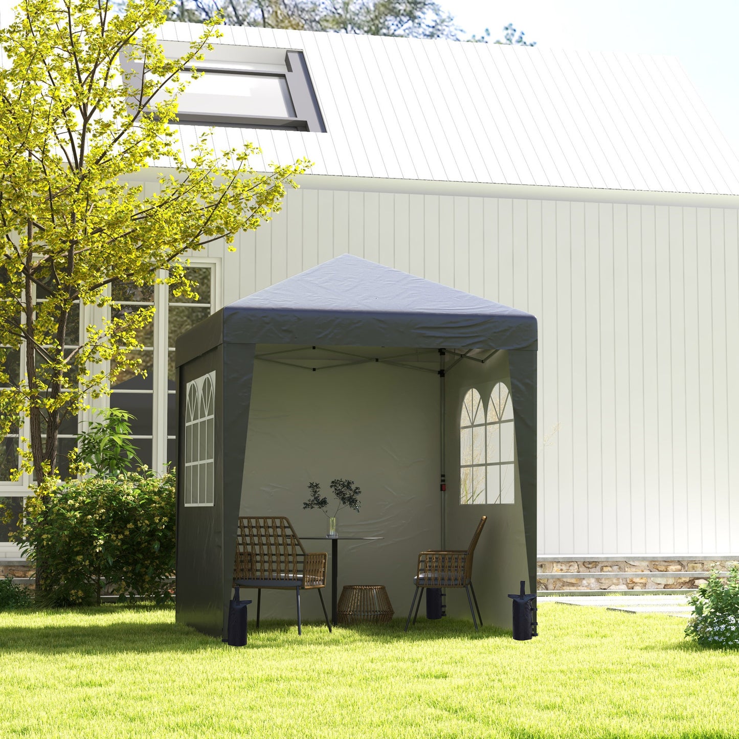 Vouwbare Tuinkamer – Partytent – Klaptent – Paviljoen – Zonnetent – 2x2 Meter – UV30+ Bescherming – Verstelbare Hoogte – Grijs