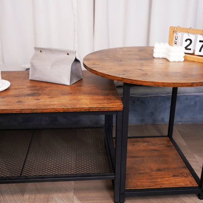 Salontafel – Koffietafel – Theetafel – Woonkamertafel – Bijzettafel – 2-in-1 Afneembaar – Robuust Hout Met Zwart Metalen Frame