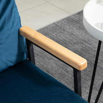 Slaapbank – Bedbank – Slaapstoel – Logeerbed – Bankstel – Verstelbare Rugleuning – Velvet Stof – 102x73x81 cm – Metalen Frame – Multifunctioneel Moderne Design – Blauw