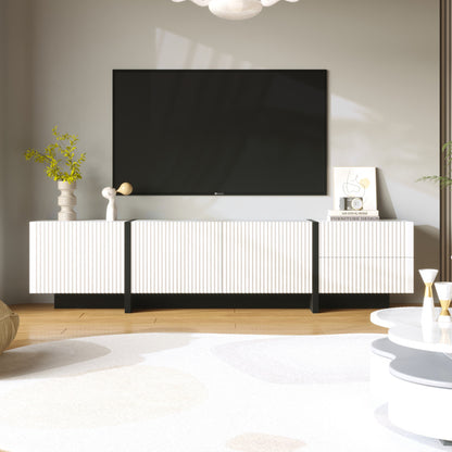 TV-kast – TV-meubel – Entertainmentmeubel – Mediameubel – Zwart-wit TV-meubel – 190 cm breed – Softclose deuren – MDF en spaanplaat