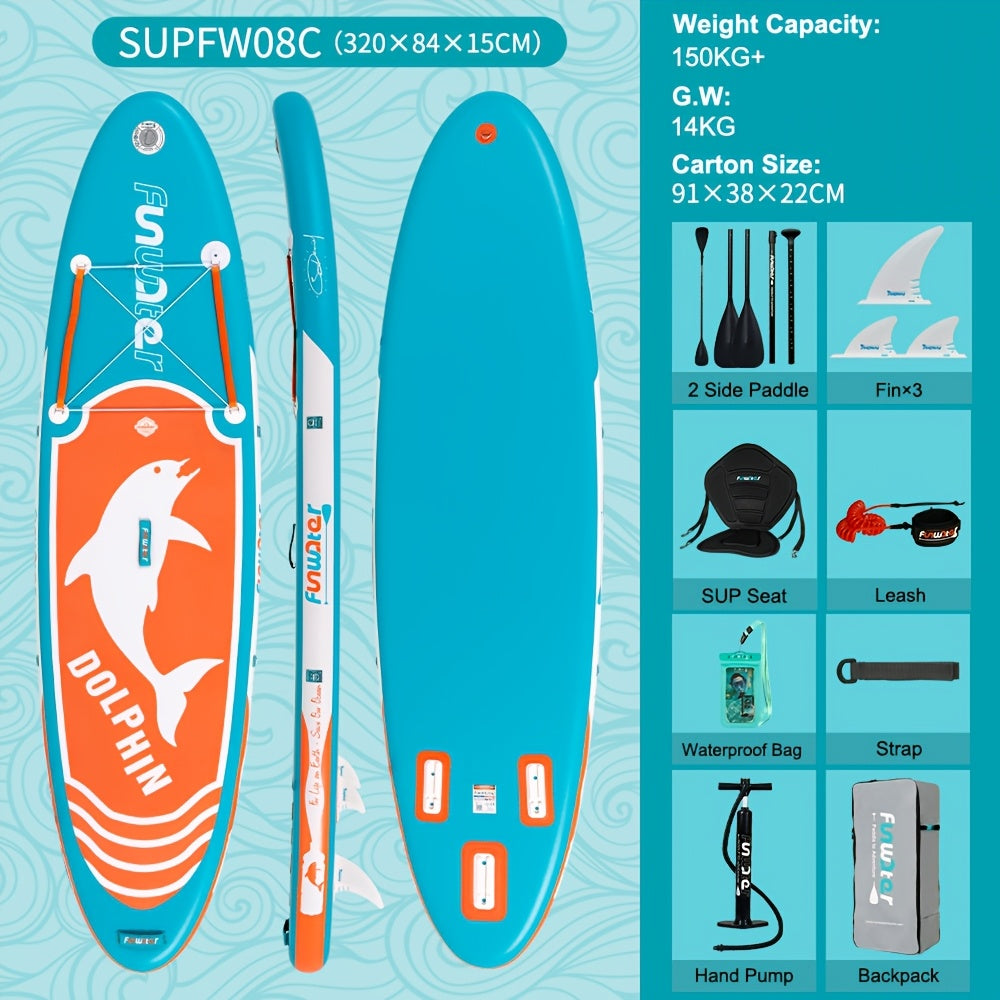 Paddleboard – SUP Board – Stand-Up Paddleboard – Opblaasbaar Board – Watersportboard – Dolfijn Blauw – Lichtgewicht PVC – Compact Mee Te Nemen