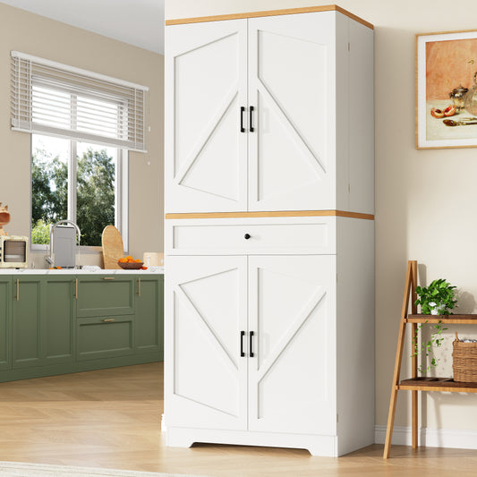 High-quality kitchen cabinet with 12 doors, compartments and drawers (80 x 40 x 180cm), modern snack storage cabinet made of MDF and particle board, buffet cabinet for dining rooms, kitchens and living rooms,  Dining Room Fur