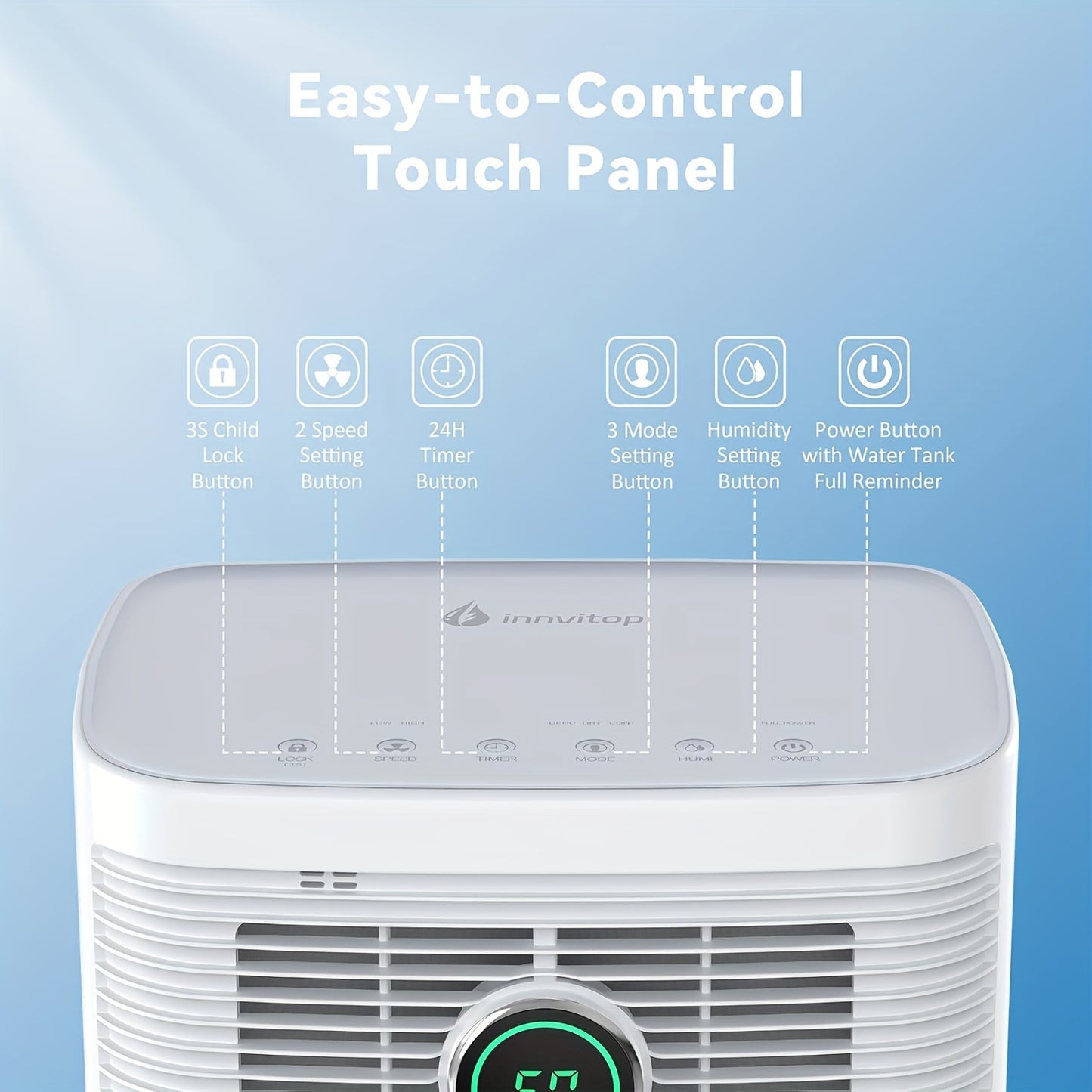 Luchtontvochtiger – Ontvochtiger – Vochtvreter – Air Dehumidifier – Compact Ontwerp – 12 Liter Per Dag – Digitaal Display