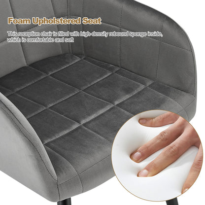 Velvet Eetkamerstoelen – Fluwelen Stoelen – Armstoel – Design Stoel – Comfortabele Stoel – Grijs – Memory Foam Zitting – Stevig Metalen Frame