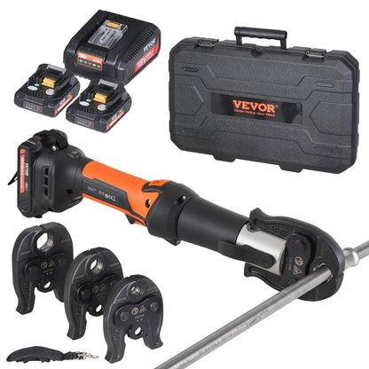 Elektrisch Persgereedschap – Persmachine – Buisklemmen – Pijpklem – Crimptool – 360° Draaibare Kop – 2x 18V Lithium-Ion Accu