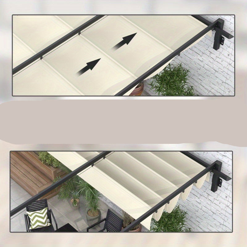 Pergola – Tuinpaviljoen – Overkapping – Prieel – Terrasoverkapping – Verstelbaar Dak – Windbestendig – 3x3 Meter – Crèmekleurig Frame
