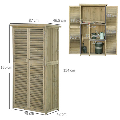 Tuinhuisje – Tuinkast – Tuinschuur – Gereedschapsschuur – Berging – Autoclave Behandeld Dennenhout – Waterdicht Bitumen Dak – 87x47x160 cm – Schuifdeuren – 2 Planken – Op Poten – Sand