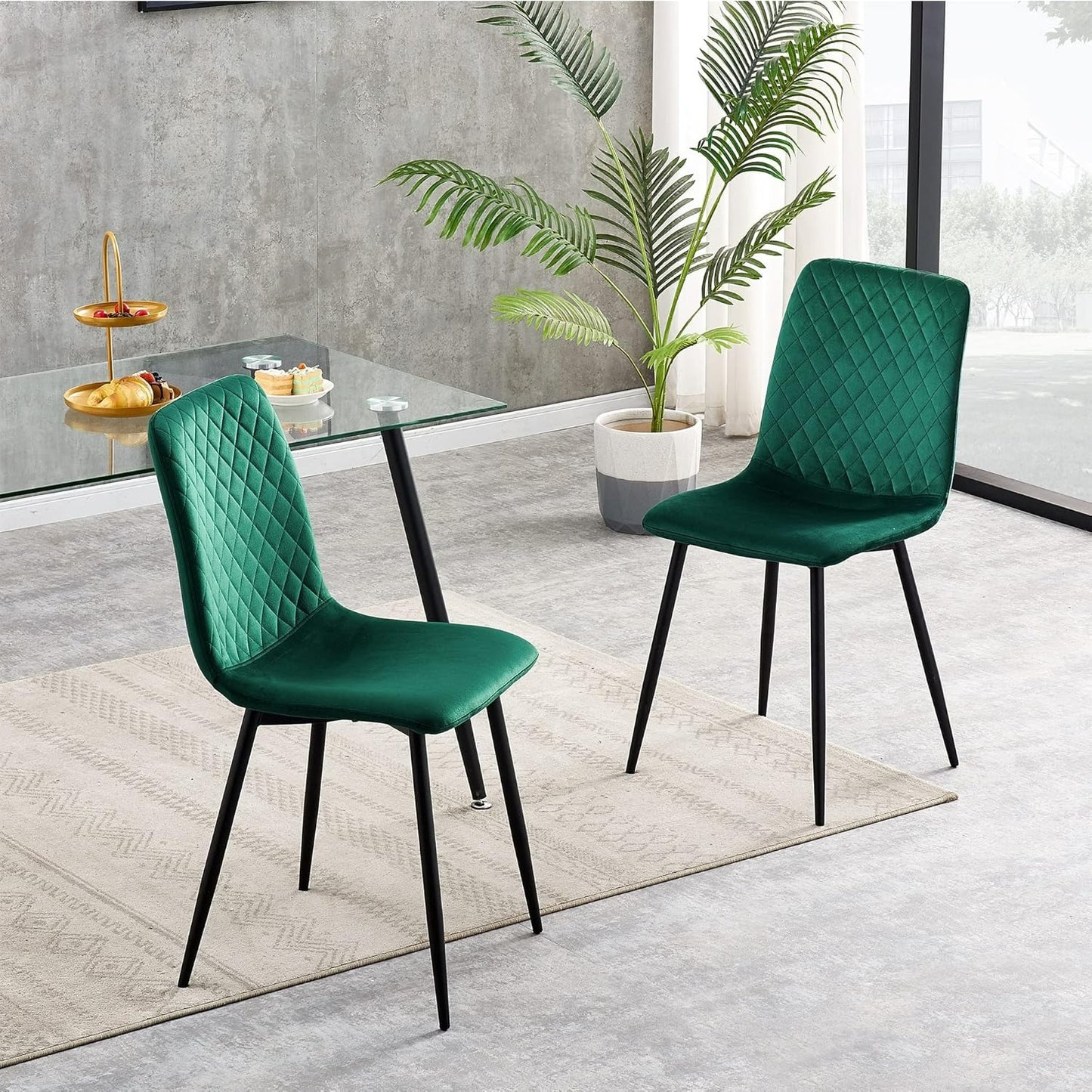 Eetkamerstoel – Designstoel – Velvet Stoel – Metalen Stoel – Lexi Stoel – Set Van 4 – Ergonomisch Comfort – Stijlvolle Metalen Poten