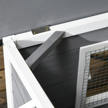Hondenhok – Hondenhuis – Hondenbungalow – Hondenverblijf – Hondenhok Buiten – Massief Hout – Weerbestendig Met Asfalt Dak – Verwijderbare Vloer – 109x79x72 cm – Zwart Grijs Wit