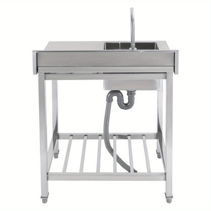 Vrijstaande Spoelbak RVS – Roestvrijstalen Wasbak – Keukenspoelbak – Tuinspoelbak – Afwasteil – 40x35x20 cm – 360° Draaibare Kraan
