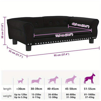 Hondenmand – Hondenbed – Huisdierbed – Dogbed – Dierenmand – Zwart Fluweel – 95x55x30 cm – Comfortabel & Zacht