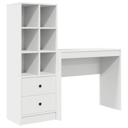 Desk with Storage Space with Shelf 2pcs White 90 X 40 X 76Cm Sleek Exterior, Ample Storage Space, Sturdy And Smooth, Featuring a Minimalist And Functional Design.