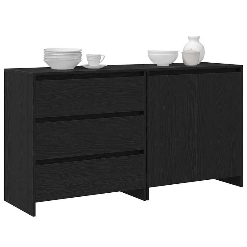 Sideboard 2pcs black 70 x 41 x 75cm wood material Practical, simple design, Entryway Cabinet, Dining Room Sideboard, Sleek Sideboard, Contemporary Storage, Sturdy Sideboard, Durable Wood, Compact Sideboard, Practical Storage