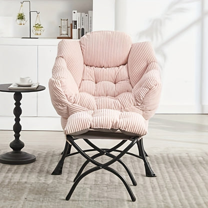 Loungechair – Fauteuil – Loungestoel – Relaxfauteuil – Zithoekstoel – Fluweel Velvet – Ergonomisch Ontwerp Met Voetenbankje