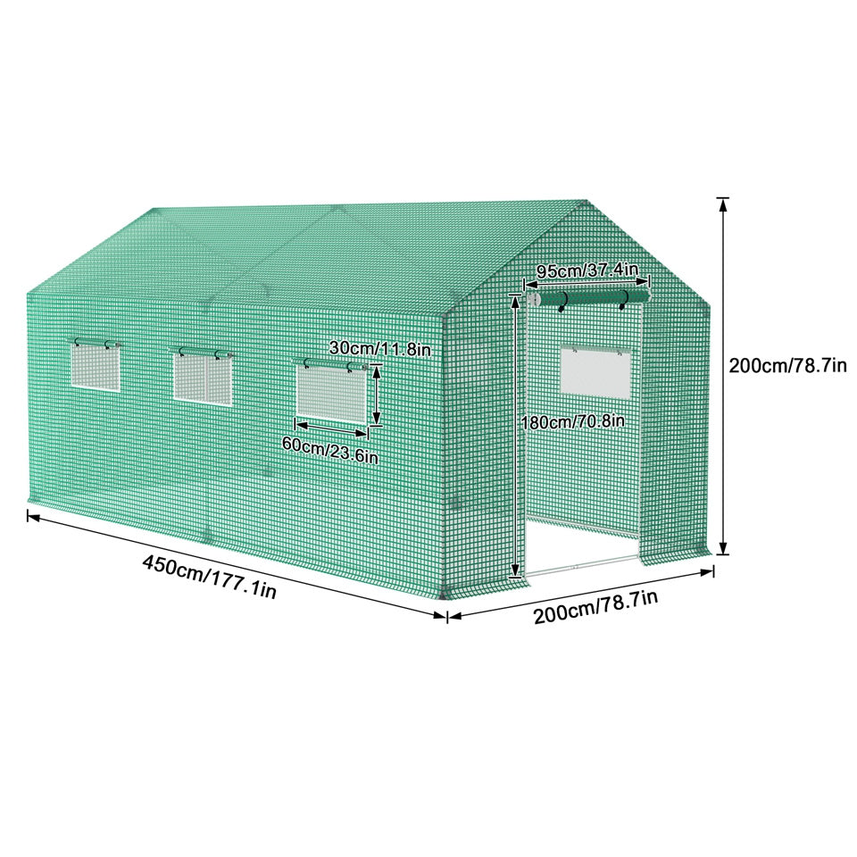 Kasfolie – Tuinkas – Broeikas – Kweekkas – Tomatenkas – 4,5x2x2 m – Stevig Plastic – Inclusief Ramen en Deur