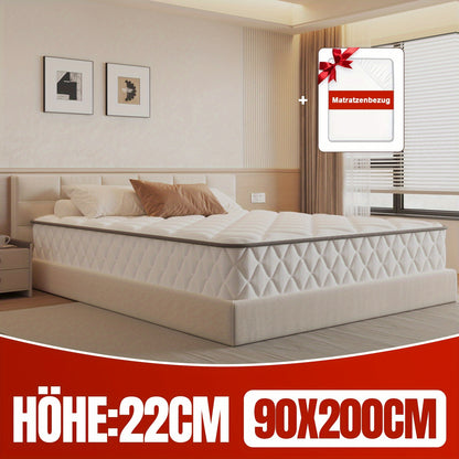 Pocketvering Matras – Veringmatras – Matras 90x200 – Ergonomisch Matras – 7-Zones Matras – Medium Stevig H3 – Ademend Katoen 22 cm Hoog