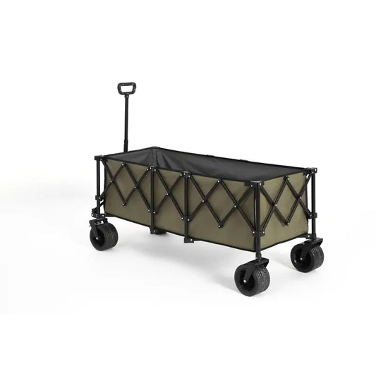 Opvouwbare Vouwkar – Bolderkar – Transportwagen – Tuinkar – Trolley – Stevig Stalen Frame – All-Terrain Wielen – Beige Fabric – 99,8 KG Draagvermogen