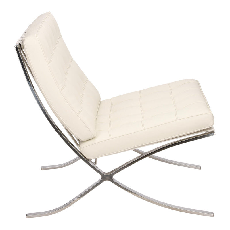 Leren Fauteuil – Relaxstoel – Lounge Stoel – Draaifauteuil – Armstoel – Natuurlijk Wit Leer – 46 cm Zithoogte – Max 120 kg Belastbaar