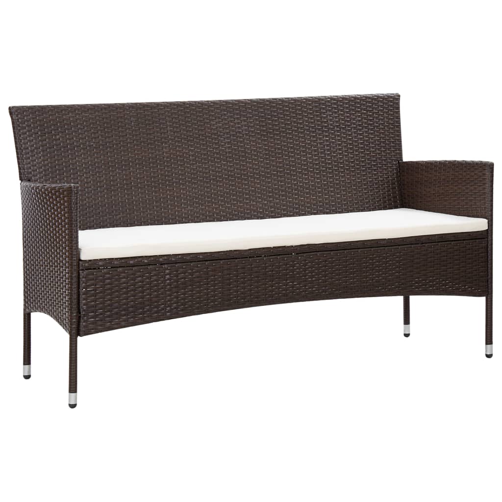 Poly Rattan Tuinset – Garden Set – Loungeset – Balkonmeubilair – Terrasmeubilair – Weerbestendig Polyethyleen Rattan – Comfortabele Afneembare Kussens – Bruin