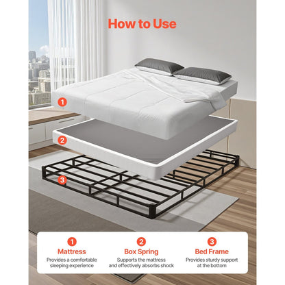 Boxspring Frame – Bedbodem Frame – Matras Ondersteuning – Bed Frame Queen Size – Stevig Metalen Frame – 79,1 x 59,6 cm – Afneembare Stoffen Hoes