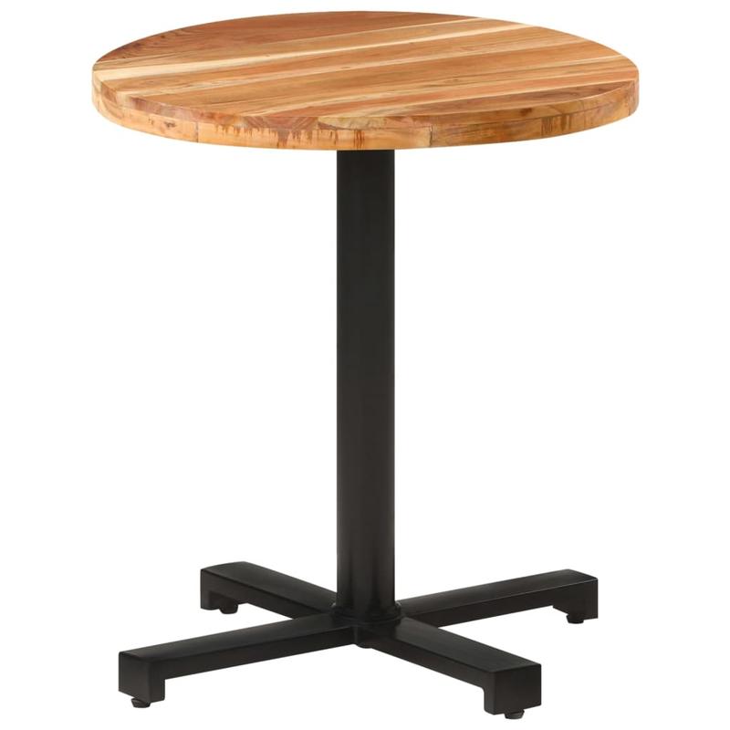 Solid Acacia Wood Modern Round Dining Table - Extra Large 70x75cm (27.5"x29.5") Indoor/Outdoor Bistro-Style Table with Sturdy Legs, Durable & Easy-Clean Surface, Natural Wood Grain for Kitchen, Cafe, Restaurant, Home - Versat