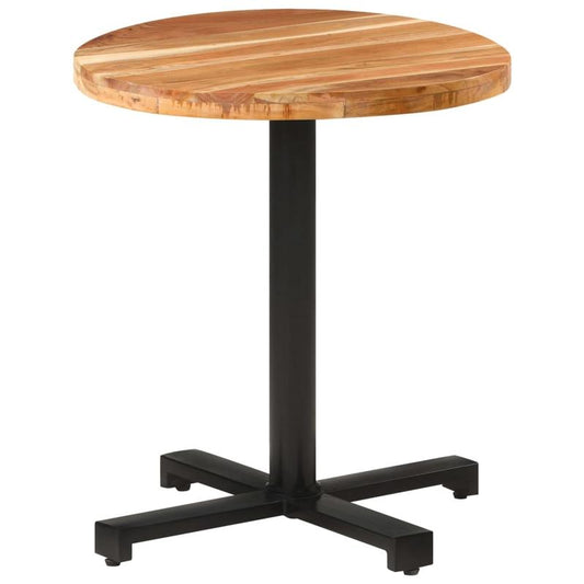 Solid Acacia Wood Modern Round Dining Table - Extra Large 70x75cm (27.5"x29.5") Indoor/Outdoor Bistro-Style Table with Sturdy Legs, Durable & Easy-Clean Surface, Natural Wood Grain for Kitchen, Cafe, Restaurant, Home - Versat
