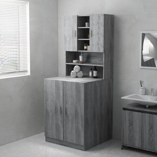 1pc Washing Machine Rack, Toilet Rack Above Washing Machine Toilet, Washing Machine Cabinet, Toilet Cabinet, Metal Wood Material. Washing Machine Cabinet 71X71.5X91.5 Cm Gray Sonoma Oak Color.