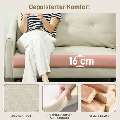 2-Zits Bank – Tweezits Sofa – Zithoek – Loveseat – Loungebank – Cream – Zachte Foam Kussens – Stevig Metalen Frame