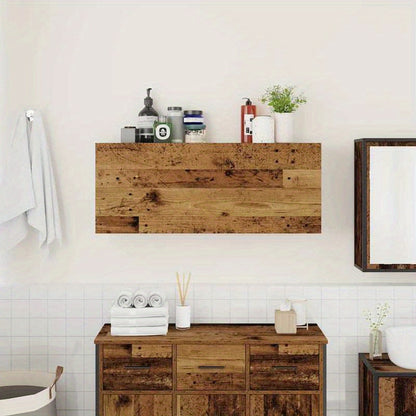 Badkamerkast – Badkamermeubel – Opbergkast – Wandkast – Kast Braun – Ruimtebesparend – Vochtbestendig MDF – Rustieke Houtlook – 100x25x40 cm – Eenvoudige Montage