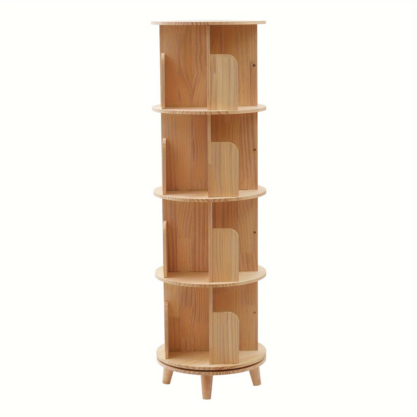 Draaibare Boekenplank – Boekenrek – Boekenkast – Opbergkast – Displayrek – 4 Lagen – 360° Draaibaar – Houten Afwerking
