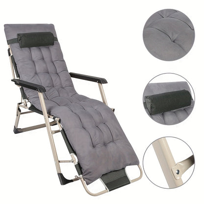 Tuin- en Ligstoel – Comfortabele Loungestoel met Dikke Zitting – Ideaal voor Tuin, Balkon, Zwembad of Strand – Grijs