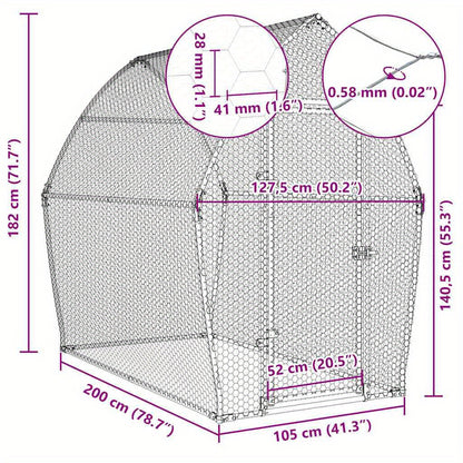 Stainless Steel Small Animal Cage for Puppies & Cats - 200x105x182cm Durable Outdoor Pet Habitat with Ventilation Mesh, Secure Latches & Weather-Resistant Design