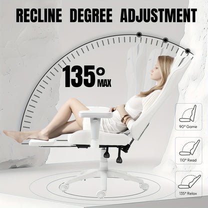 Ergonomische Bureaustoel – Kantoorstoel – Werkstoel – Gamestoel – Bureaustoel Met Voetsteun – Hoogteverstelbaar – Wingback Rugleuning – Zachte Kunstleren Bekleding – Draagkracht 158 KG