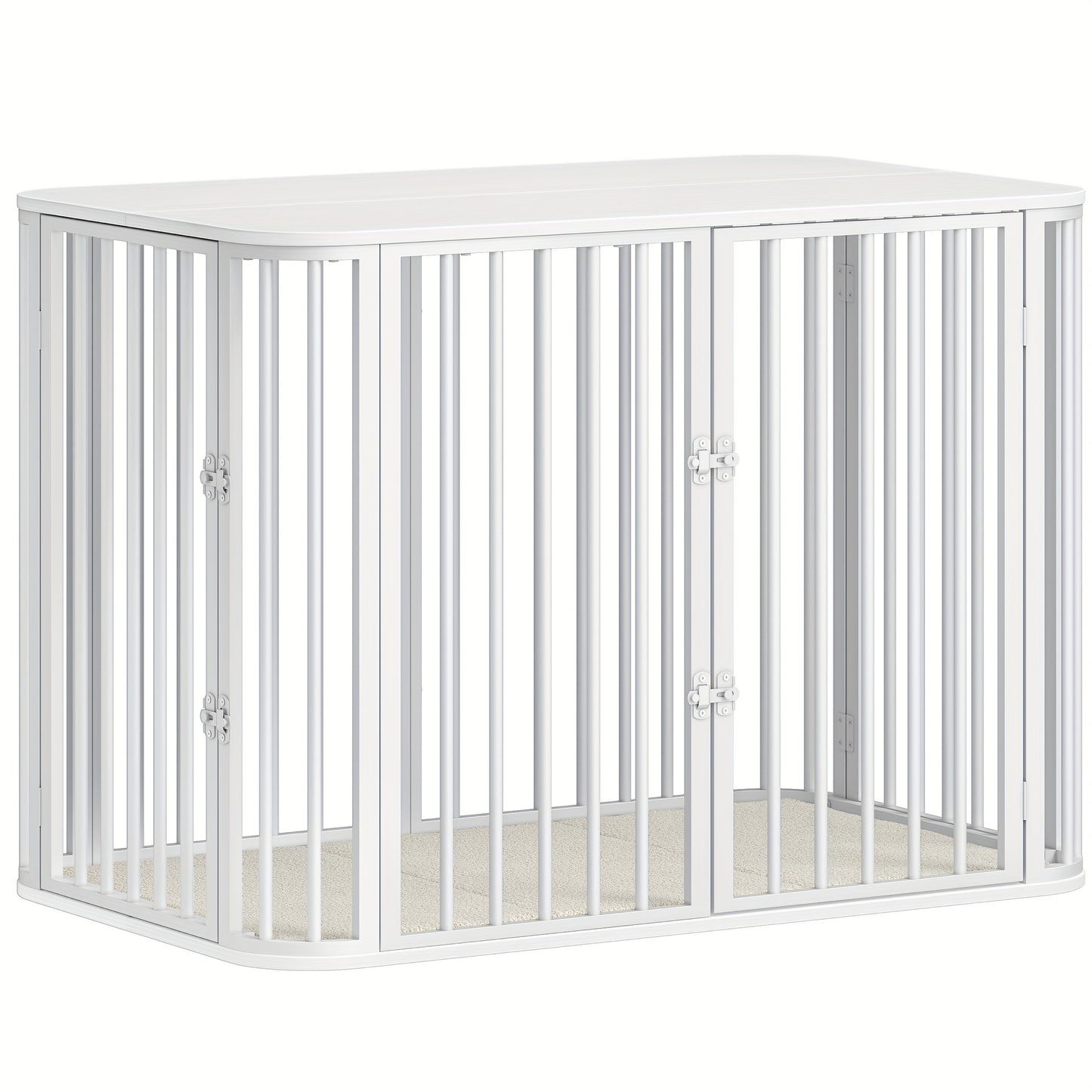 Dog Cage Furniture, Dog Box with Soft Cushion, Modern Multi-Door Design, Side Table for Heavy-Duty Wooden Dog Crates, Suitable for Large Dogs, 108 X 66 X 77.5cm, White, Extra for large Dog Crate Furniture, Dog Crate for Large - QUORE
