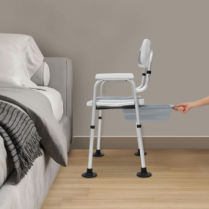 Douchekruk – Douchezitje – Douchestoel – Badkruk – Douchebankje – Verstelbaar 79-88 cm – Antislip Voetkussens Grijs