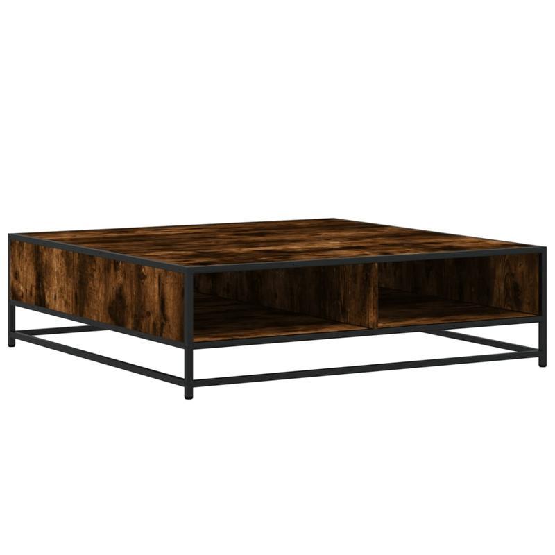 Salontafel – Koffietafel – Bijzettafel – Receptietafel – Woonkamertafel – Gerookt Eikenhout – Metaal – 100x100x30 cm – Stevig & Duurzaam