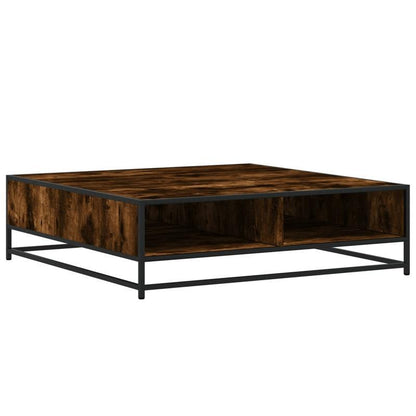 Salontafel – Koffietafel – Bijzettafel – Receptietafel – Woonkamertafel – Gerookt Eikenhout – Metaal – 100x100x30 cm – Stevig & Duurzaam