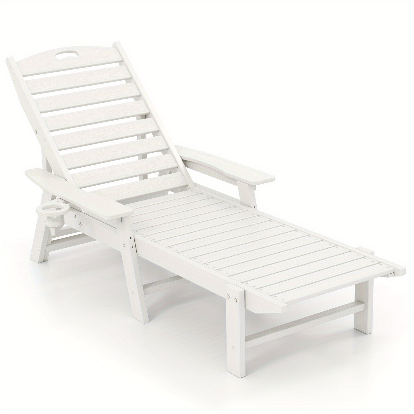 Tuinstoel – Ligstoel – Relaxstoel – Loungestoel – Tuinfauteuil – Verstelbare Rugleuning 4 Standen – Duurzaam HDPE Wit