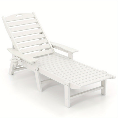 Tuinstoel – Ligstoel – Relaxstoel – Loungestoel – Tuinfauteuil – Verstelbare Rugleuning 4 Standen – Duurzaam HDPE Wit