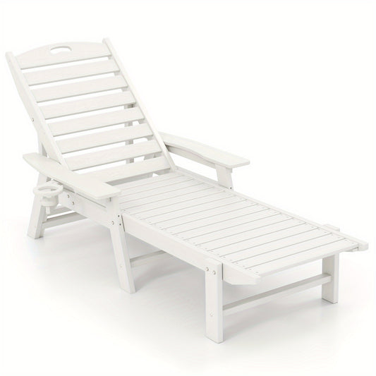Tuinstoel – Ligstoel – Relaxstoel – Loungestoel – Tuinfauteuil – Verstelbare Rugleuning 4 Standen – Duurzaam HDPE Wit