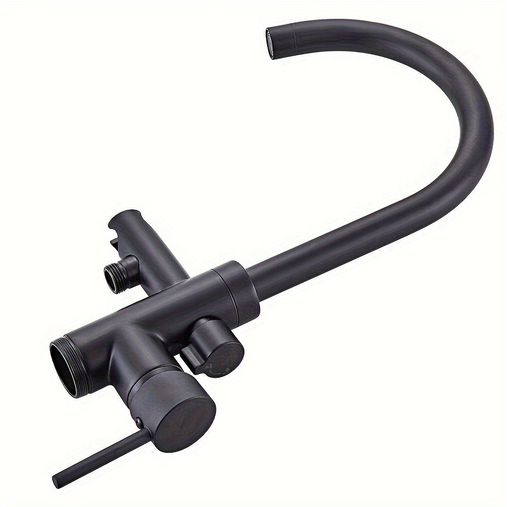 Vrijstaande Badkraan – Vrijstaand Badmengkraan – Badmengkraan Met Handdouche – Vloerkraan – Waterval Badkraan – Matte Zwarte Afwerking – Messing – 110 cm