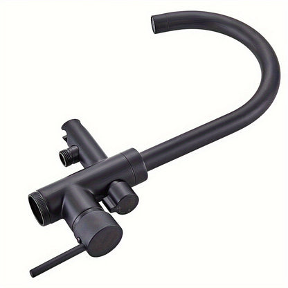 Vrijstaande Badkraan – Vrijstaand Badmengkraan – Badmengkraan Met Handdouche – Vloerkraan – Waterval Badkraan – Matte Zwarte Afwerking – Messing – 110 cm