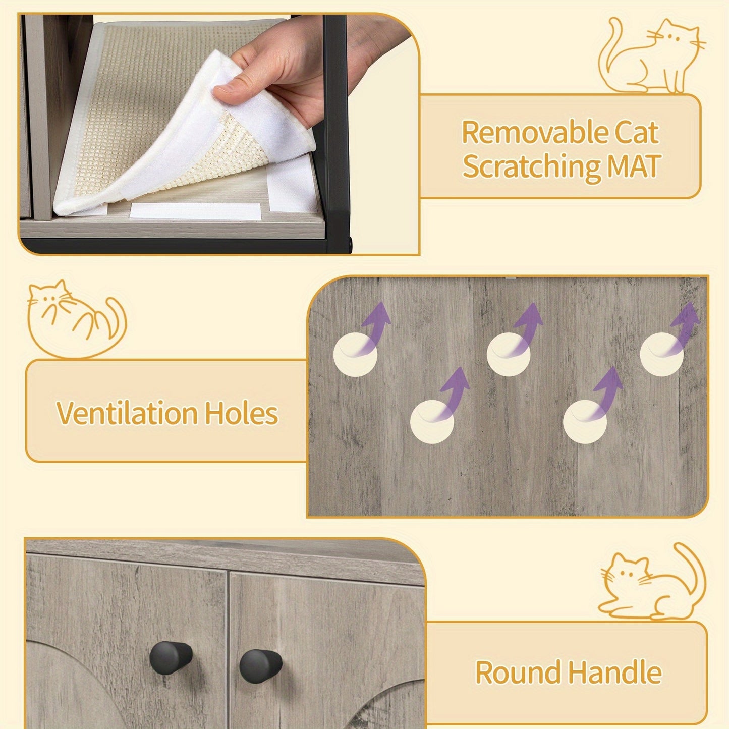 Kat Tree – Krabpaal – Katmeubel – Kat Huis – Katten Krabmeubel – 4-in-1 Multi-Level Design – Wasbare Kussens & Sisal Krabmat – Greige – Geschikt Voor Grote Binnenkatten