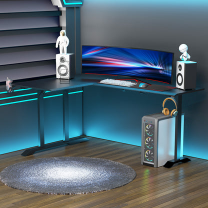 Gaming Bureau – Game Bureau – Gaming Desk – Computerbureau – Bureautafel – Hoekbureau – Zwart Met Rode Accenten – MDF Met Metaal – Koptelefoonhaak En Bekerhouder