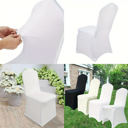 Stretch Stoelhoezen – Stoelhoes – Stoelhoezens – Stoelbekleding – Stoel Overtrek – Set van 50 Wit – Elastisch & Geschikt voor Vouwstoelen – Makkelijk Wasbaar & Duurzaam