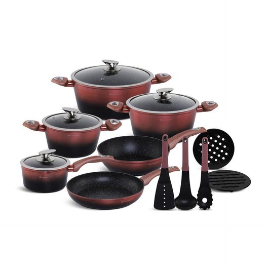 Pannenset – Cookware Set – Koekenpan Set – Potten En Pannen – Inductie Geschikt – Keramische Antiaanbaklaag – Geschikt Voor Alle Kookplaattypes – Lichtgewicht Aluminium